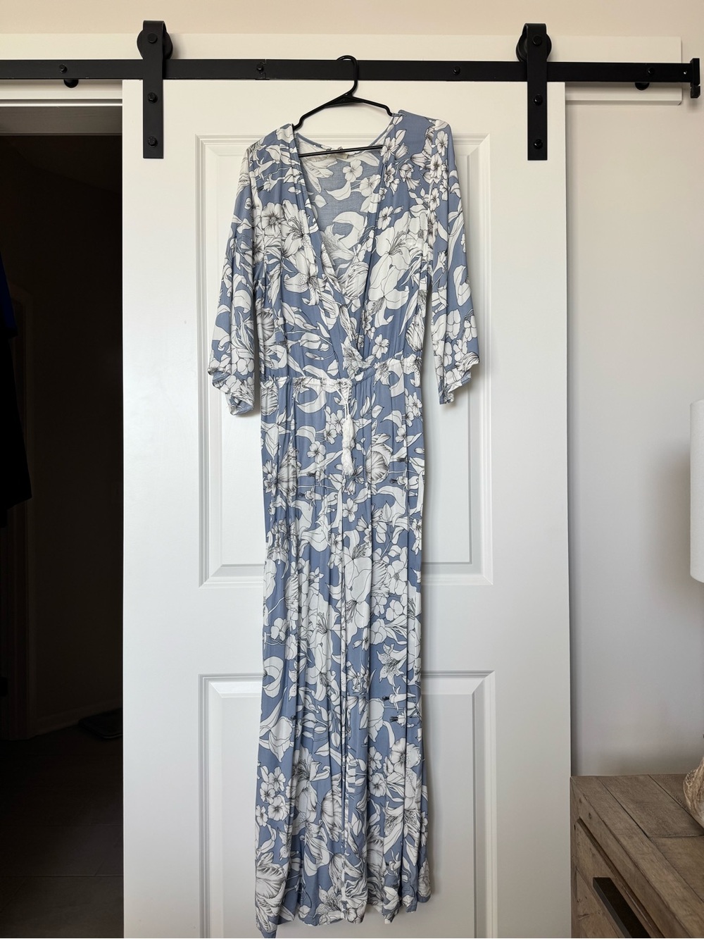 Blue and White Floral Romper